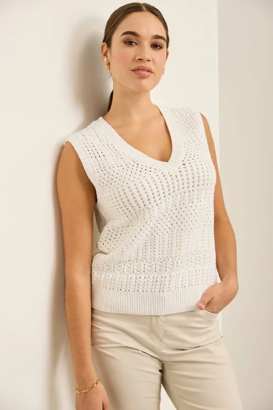 Sleeveless Crochet Sweater Chenille Brocade Lace