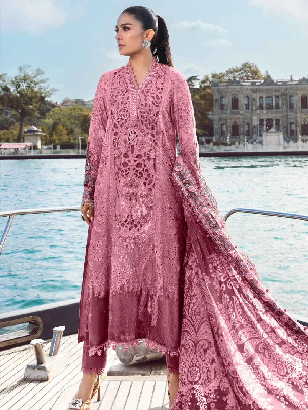 Pink Classy Designer Semi-Stitched Pant Suit With Embroidery Work Slim Fit Casual Pants
