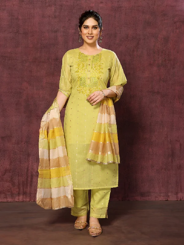 Mustard Designer Readymade Pant Suit With Wevon Designer Embroidery Work High-Waist Jogger Pants
