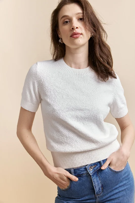Crew neck bouclé sweater High Neck Crew Neck V-Neck
