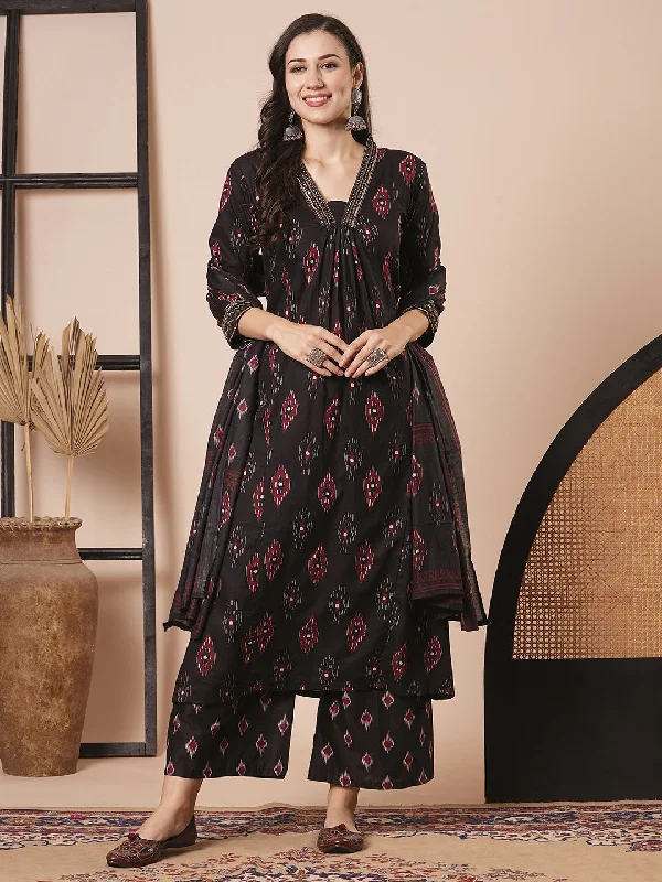 Black Designer Readymade Pant Suit With Embroidery Printed Work Fashionable Sporty Pants