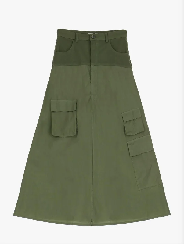Women's Cargo Maxi Skirt In Military cashmere skirt rich