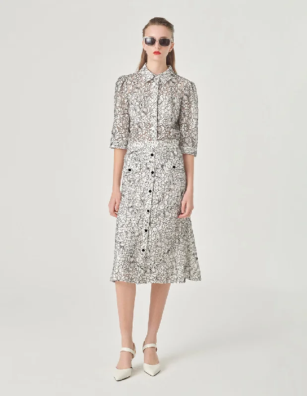MARYLING Contrast Color Lace Fishtail Skirt linen skirt natural
