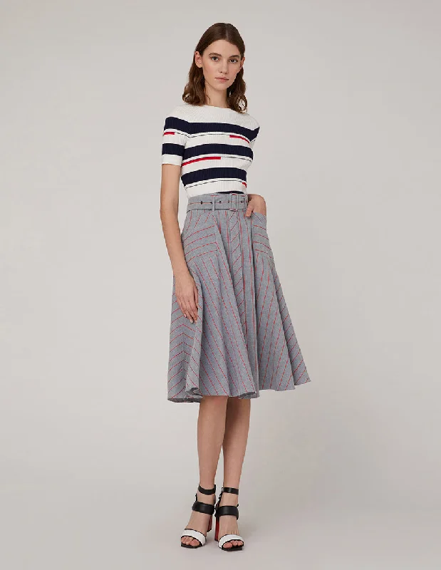 MARYLING Striped A-hem skirt linen skirt natural