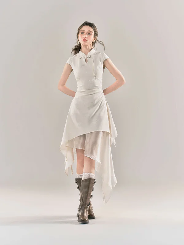 Chinese Style Asymmetrical Short Sleeved Dress YOO0053 Tunics Distressed trendy