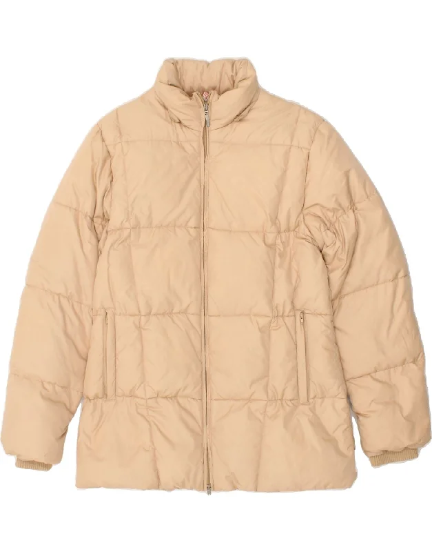 LOTTO Womens Padded Jacket UK 14 Medium Beige Herringbone Jacket Houndstooth Jacket Plaid Jacket