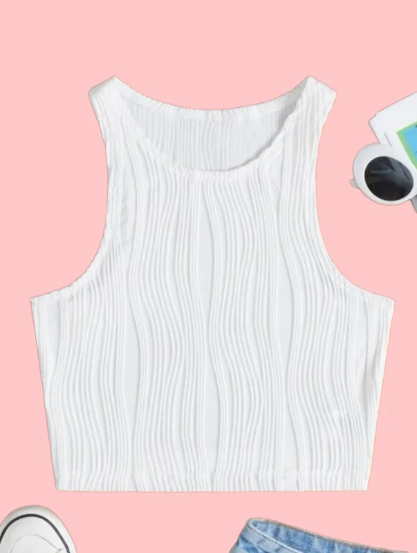 Women White Tank Top glitter tank top