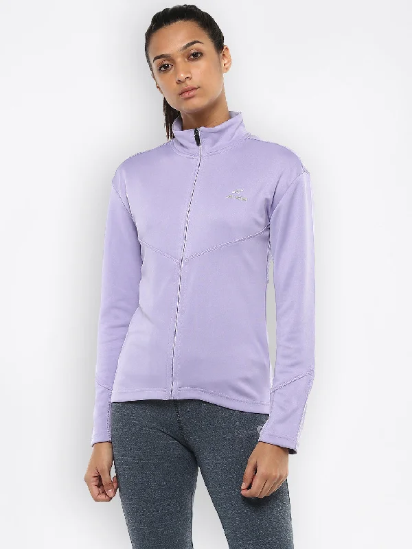 Alcis Womens Solid Violet Jacket 516WJK385 Front Pockets Side Pockets Patch Pockets