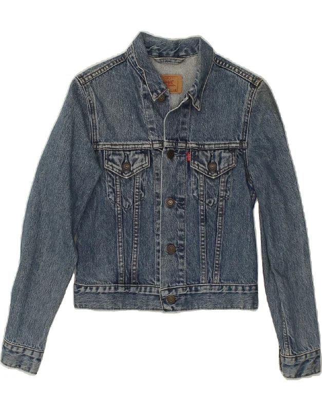 LEVI'S Womens Denim Jacket UK 4 XS Blue Cotton Fleece Jacket Down Jacket Feather Jacket