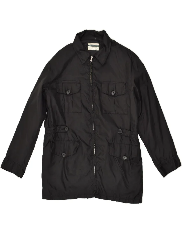 BENETTON Womens Utility Jacket EU 44 XL Black Polyester Fleece Jacket Down Jacket Parka
