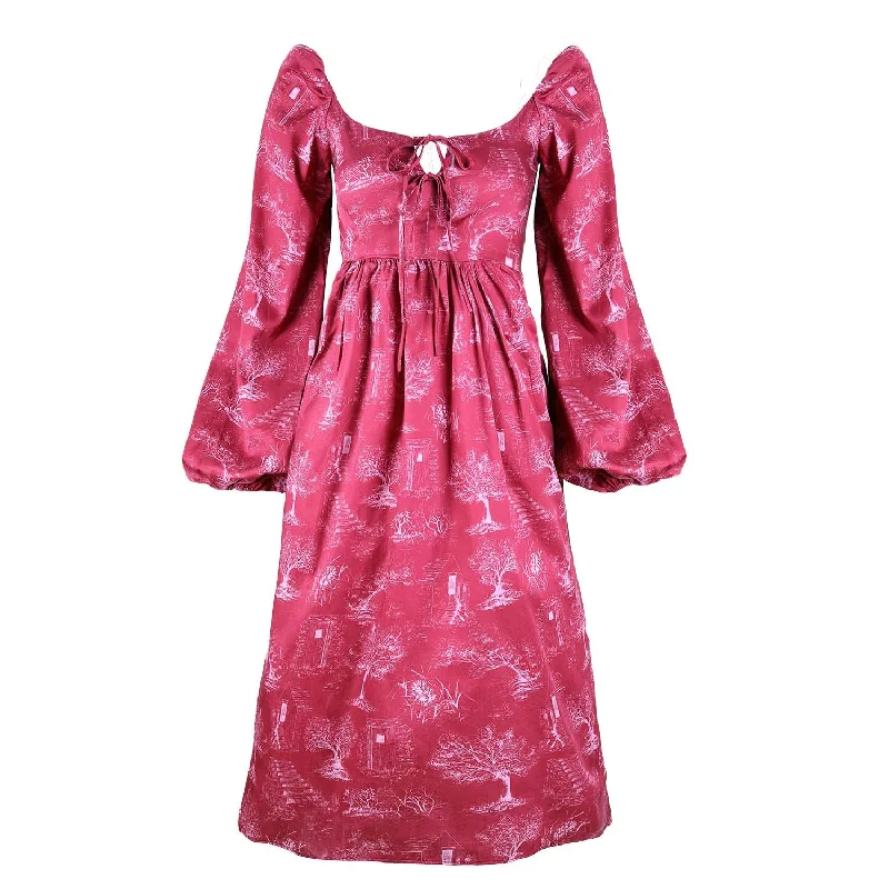 Marcela Dress / Ruby Red + Alabaster Cotton Toile Tunics Winter warm
