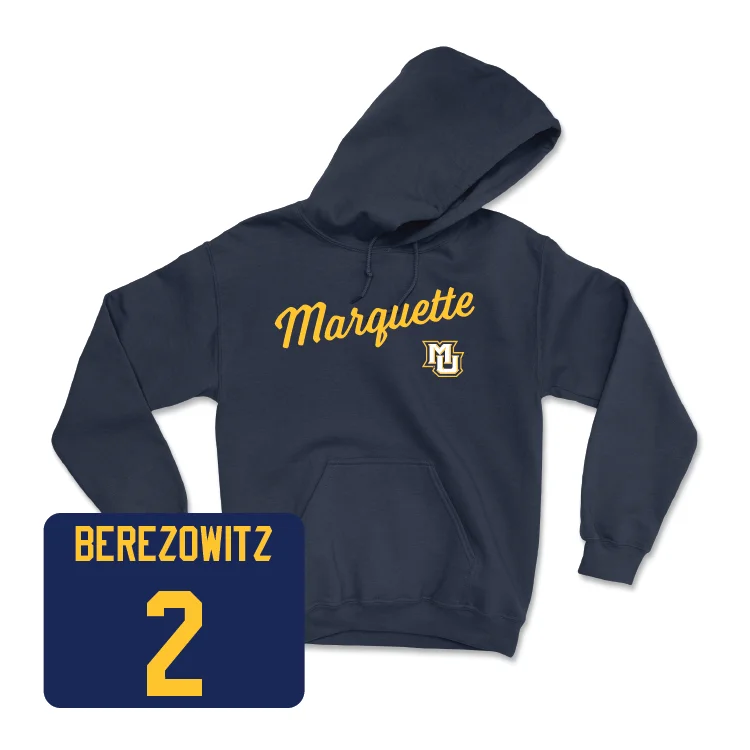 Navy Women's Volleyball Script Hoodie - Molly Berezowitz Hoodie with Embroidery Detailed Premium