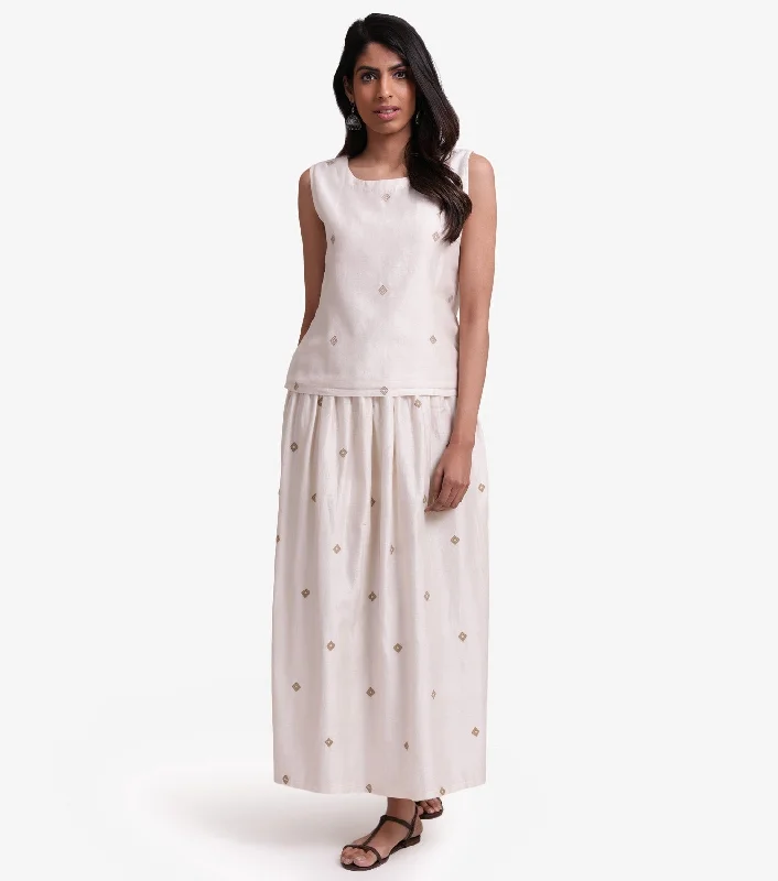 Natural Chanderi Patchwork skirt denim skirt durable