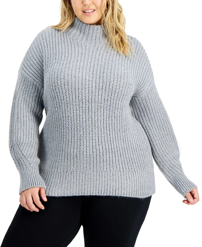 Alfani Plus Size Mock Neck Sweater Graphic Sweater Embroidered Appliqued