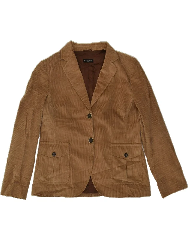MASSIMO DUTTI Womens 2 Button Corduroy Blazer Jacket EU 46 2XL Brown Knit Jacket Woven Jacket Fleece Jacket