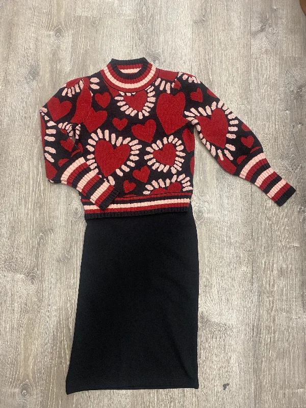 RED HEART SWEATER Mesh Fabric Canvas Fabric Denim Fabric
