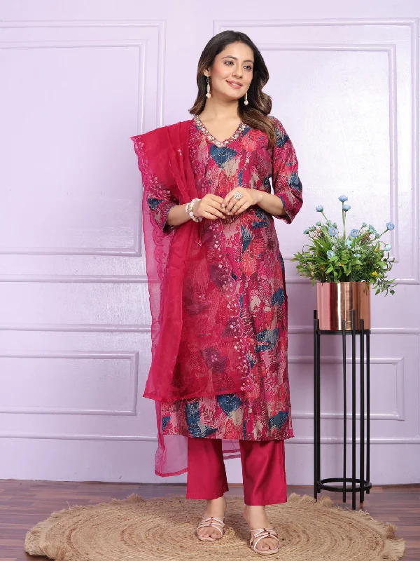 Multi Readymade Designer Pant Suit With Hand Work High-Waist Jeans