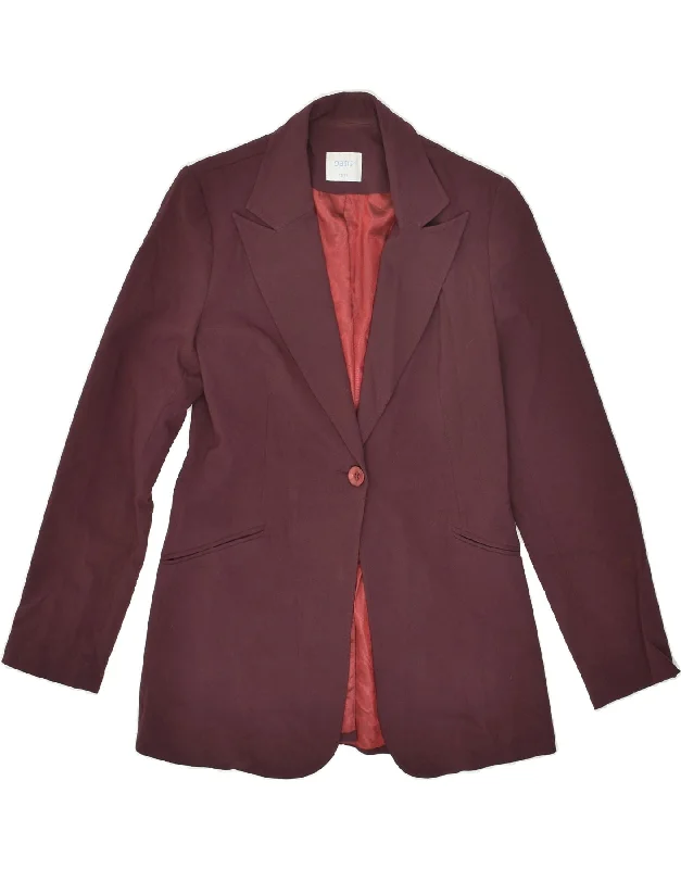 OASIS Womens 1 Button Blazer Jacket UK 12 Medium Maroon Polyester Satin Jacket Silk Jacket Chiffon Jacket