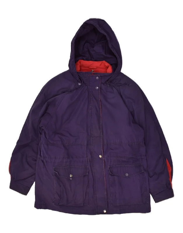 LONDON FOG Womens Hooded Windbreaker Jacket UK 16 Large Purple Cotton Satin Jacket Silk Jacket Chiffon Jacket