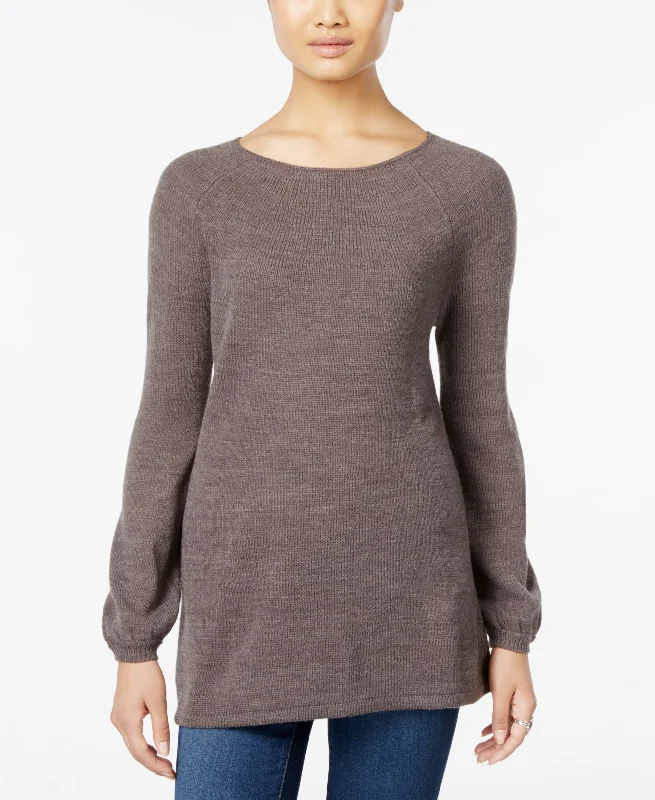 Style & Co Petite Boat Neck Swing Sweater Wool Fabric Cashmere Fabric Tweed Fabric