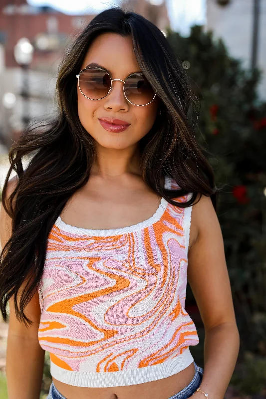 FINAL SALE - Stay Groovy Orange Knit Tank - DU DEAL coral tank top