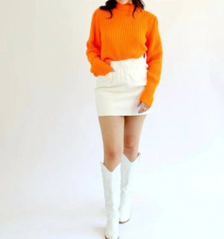 Kate Skirt In White Croc asymmetrical skirt cut