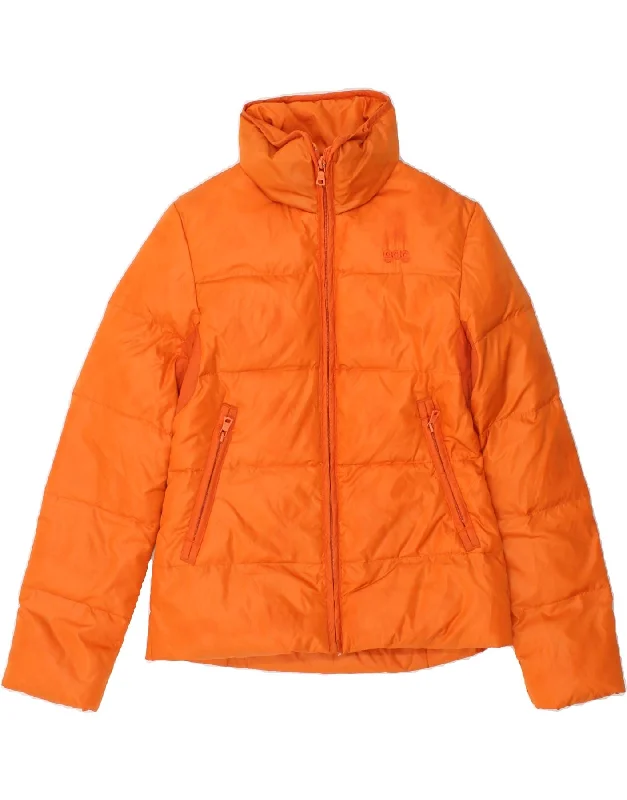 GAS Womens Padded Jacket UK 10 Small Orange Polyamide Zippered Front Buttoned Front Snap Front