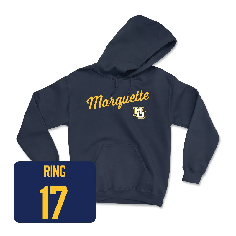 Navy Women's Volleyball Script Hoodie Hoodie with Longline Fit Extended Stylish