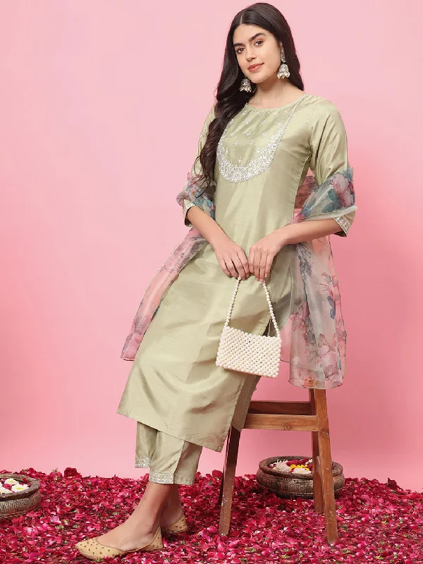 Lime Silk Blend Pant Suit Cozy Maternity Pants