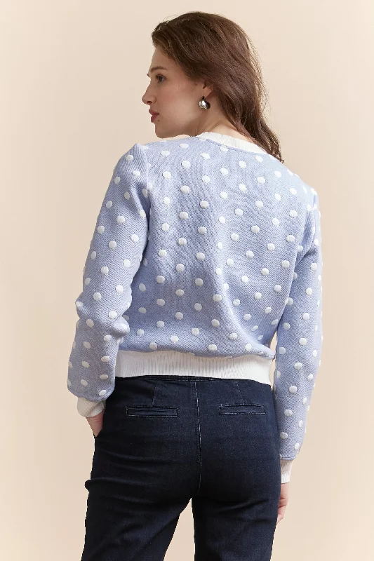 Textured polka-dot sweater Open Front Closed Front Wrap Front