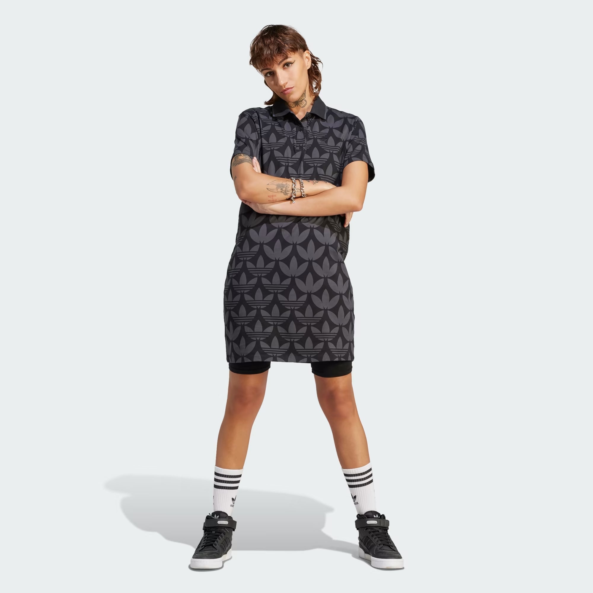 Adidas Trefoil Monogram Polo Dress - Women Tunics Spring floral