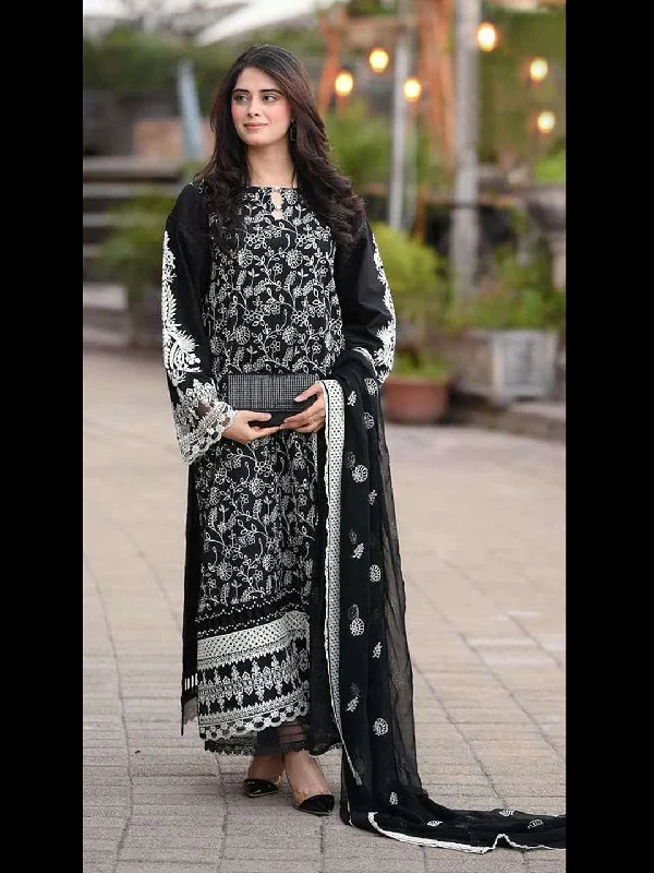 Black Designer Heavy Semi-Stitched Pant Suit With Embroidery Work Trendy Wide-Legged Trousers