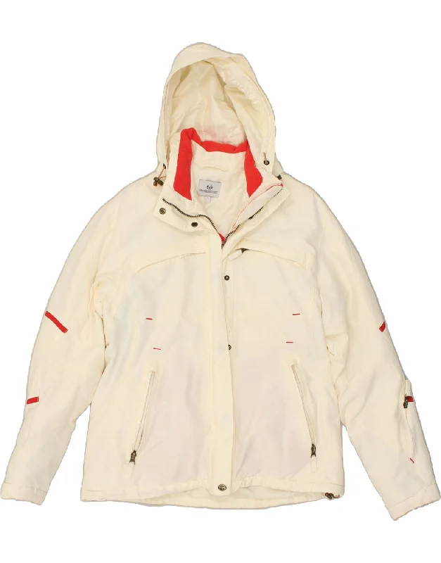 SERGIO TACCHINI Womens Hooded Windbreaker Jacket UK 18 XL White Nylon Mesh Jacket Canvas Jacket Denim Jacket