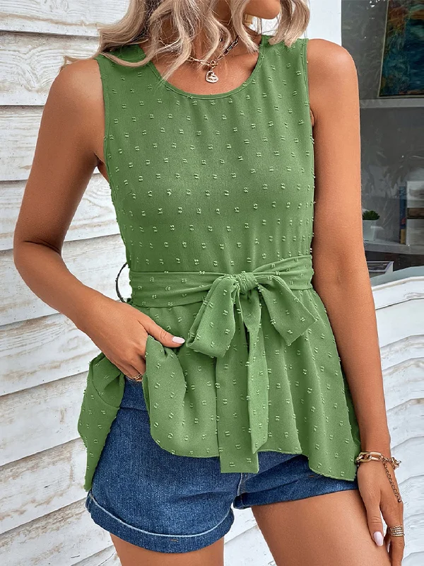 Swiss Dot Tie Waist Tank Top peekaboo tank top