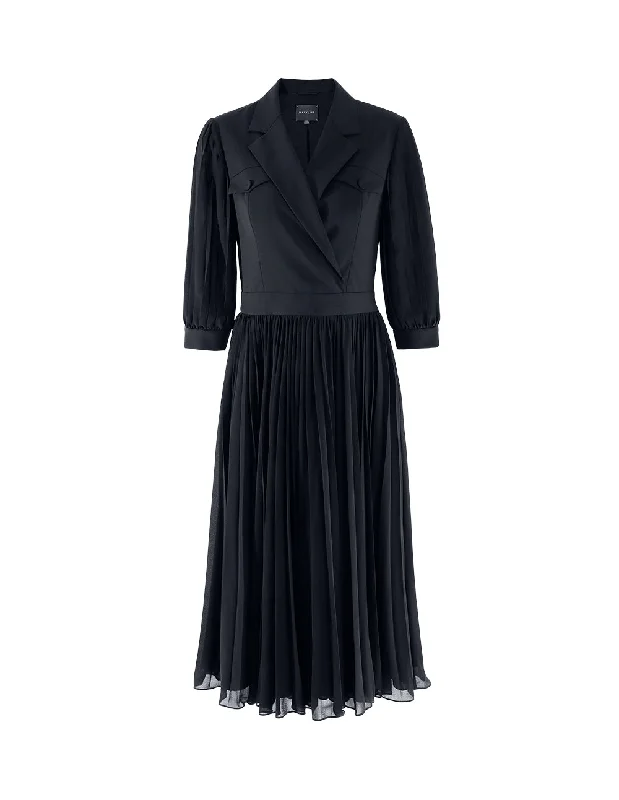MARYLING Suite collar pleated sleeve skirt velvet skirt rich