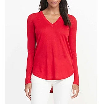 Lauren Ralph Lauren V-Neck Sweater Mesh Sweater Canvas Denim