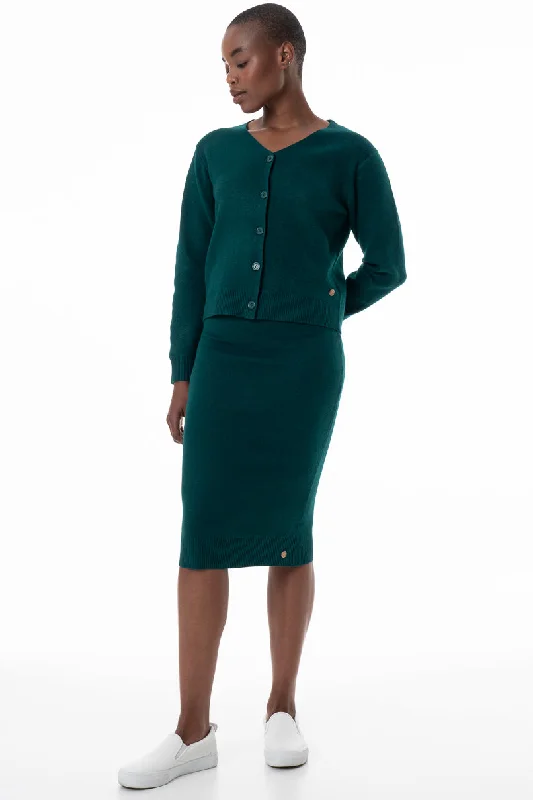 Knit Skirt _ 145599 _ Green velvet skirt luxurious