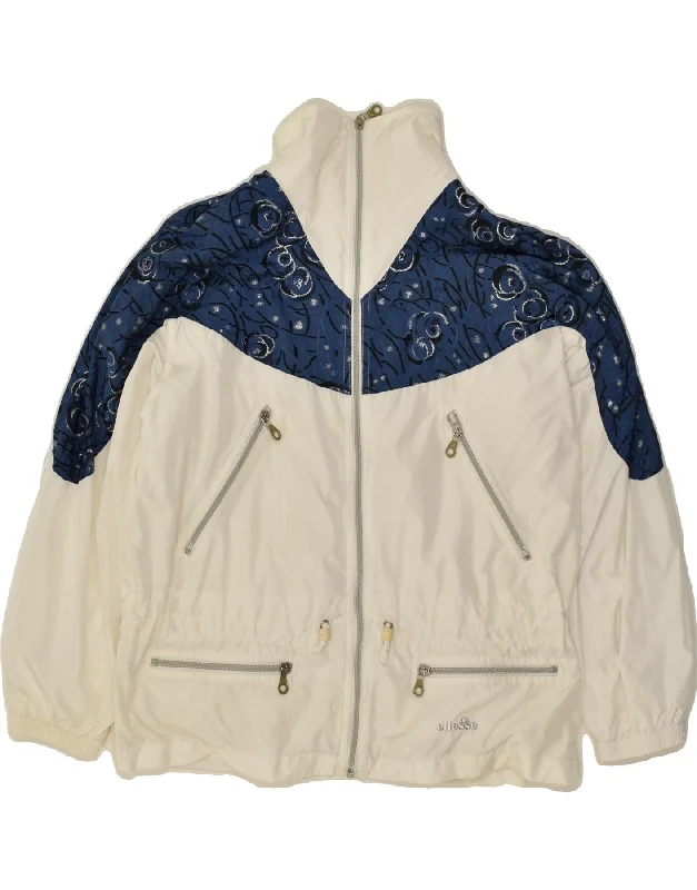 ELLESSE Womens Windbreaker Jacket EU 38 Medium Beige Colourblock Polyamide V-Neck Jacket Boat Neck Jacket Square Neck Jacket