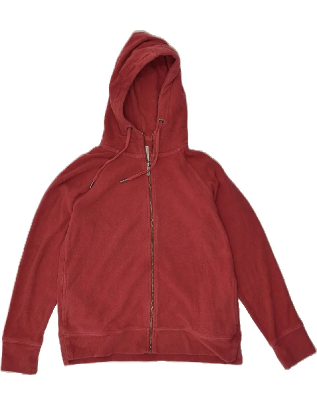 FAT FACE Womens Hooded Fleece Jacket UK 14 Medium Red Cotton Nylon Jacket Polyester Jacket Spandex Jacket