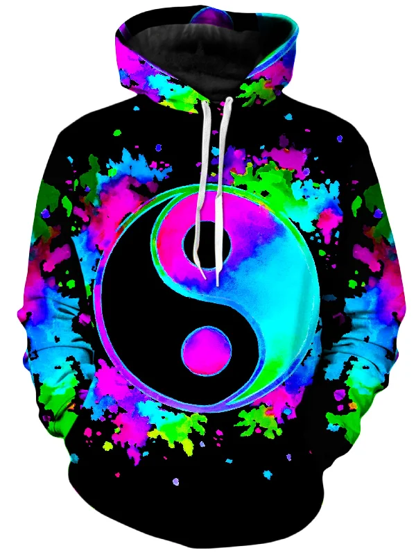 Splatter Yin Yang 3 Unisex Hoodie Hoodie with Hidden Zipper Minimalist Clean