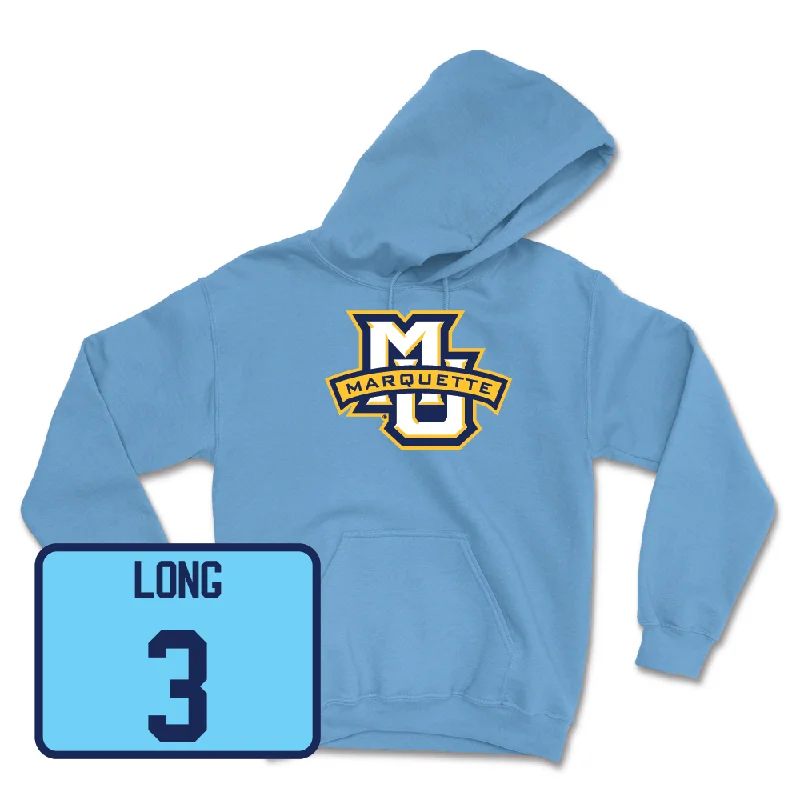 Championship Blue Women's Volleyball Marquette Hoodie  - Malayah Long Hoodie with Snap Buttons Easy Quick