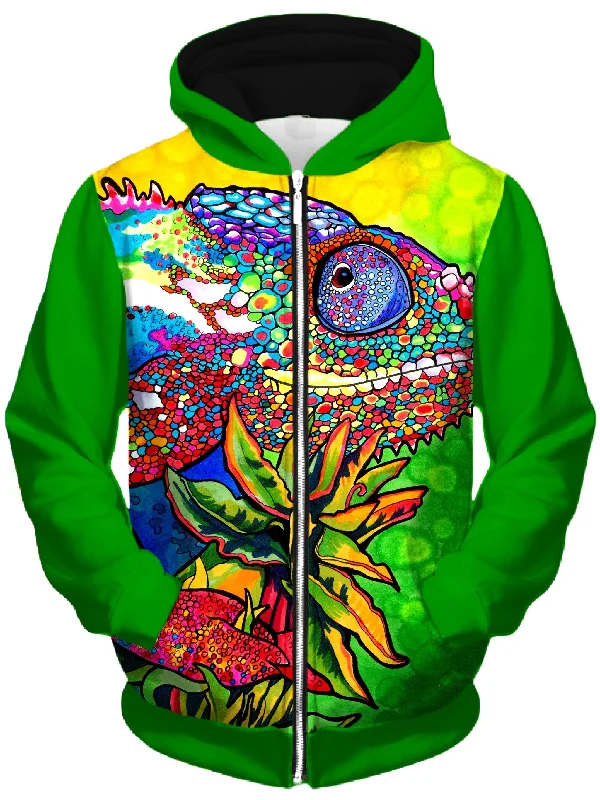 Capricious Chameleon Unisex Zip-Up Hoodie Hoodie with Reflective Safety Nightwear