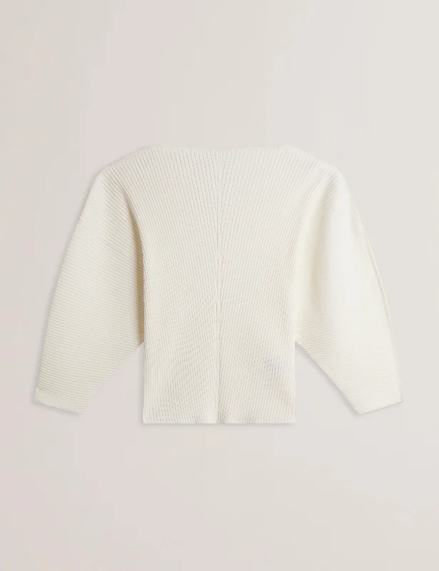 Lilabth Sculptured Rib Sweater Ivory Lace Blend Ribbed Blend Corduroy Blend