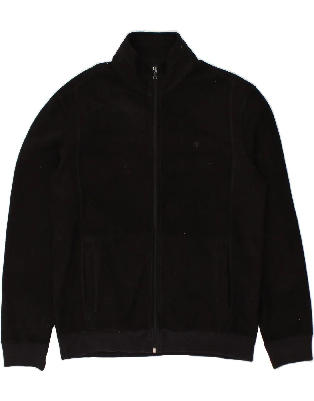 CHAMPION Womens Fleece Jacket UK 16 Large Black Polyester Denim Jacket Leather Jacket Suede Jacket