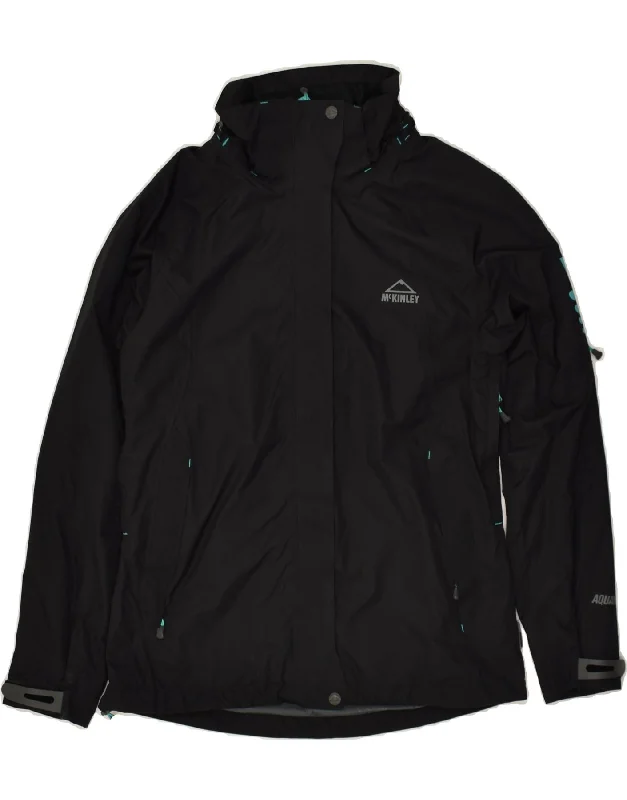MC KINLEY Womens Rain Jacket UK 12 Medium  Black Polyester Chenille Jacket Brocade Jacket Lace Jacket