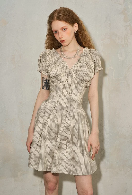 Girly Puff Sleeve V-neck Dress DID0093 Tunics Modern contemporary