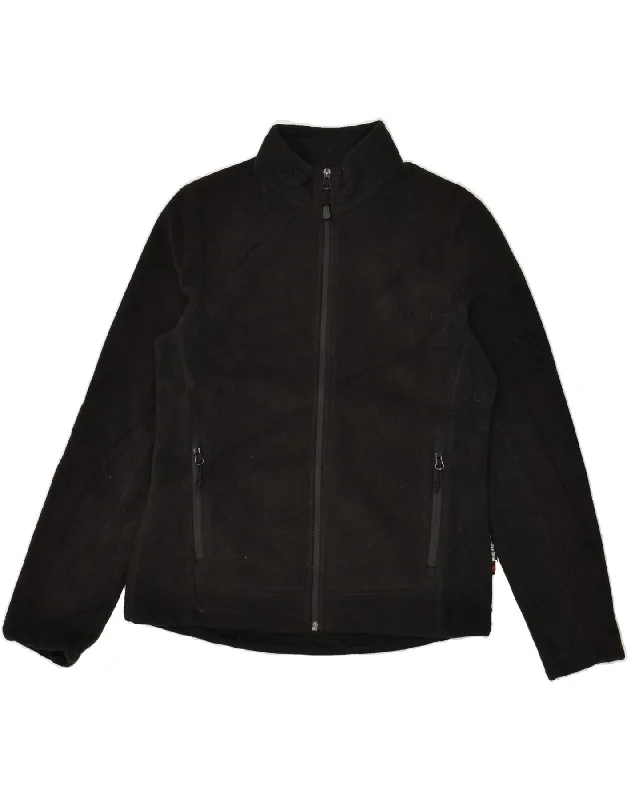 EDDIE BAUER Womens Fleece Jacket UK 10 Small Black Polyester Welt Pockets Slit Pockets Flap Pockets