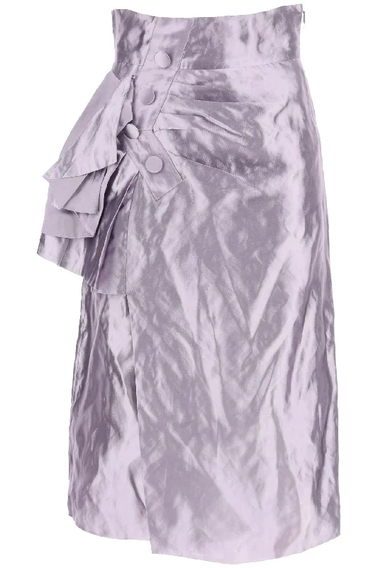 Maison margiela "metallic satin midi wrap skirt with S51ME0010 S78555 DARK LILAC silk skirt elegant