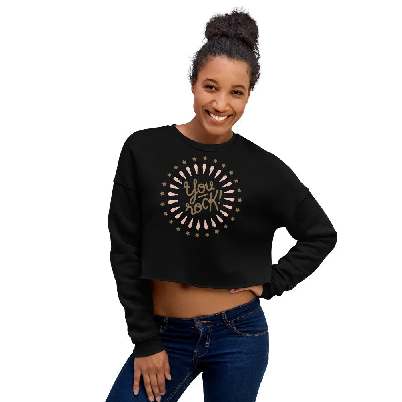 You Rock! — Crop Sweatshirt Hoodie with Pattern Geometric Abstract