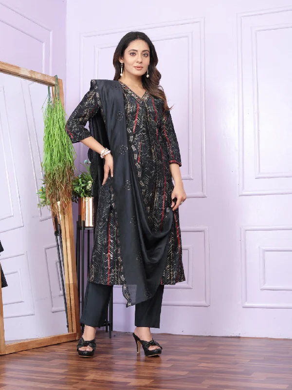 Multi Readymade Designer Pant Suit With Hand Work Trendy Wide-Legged Trousers